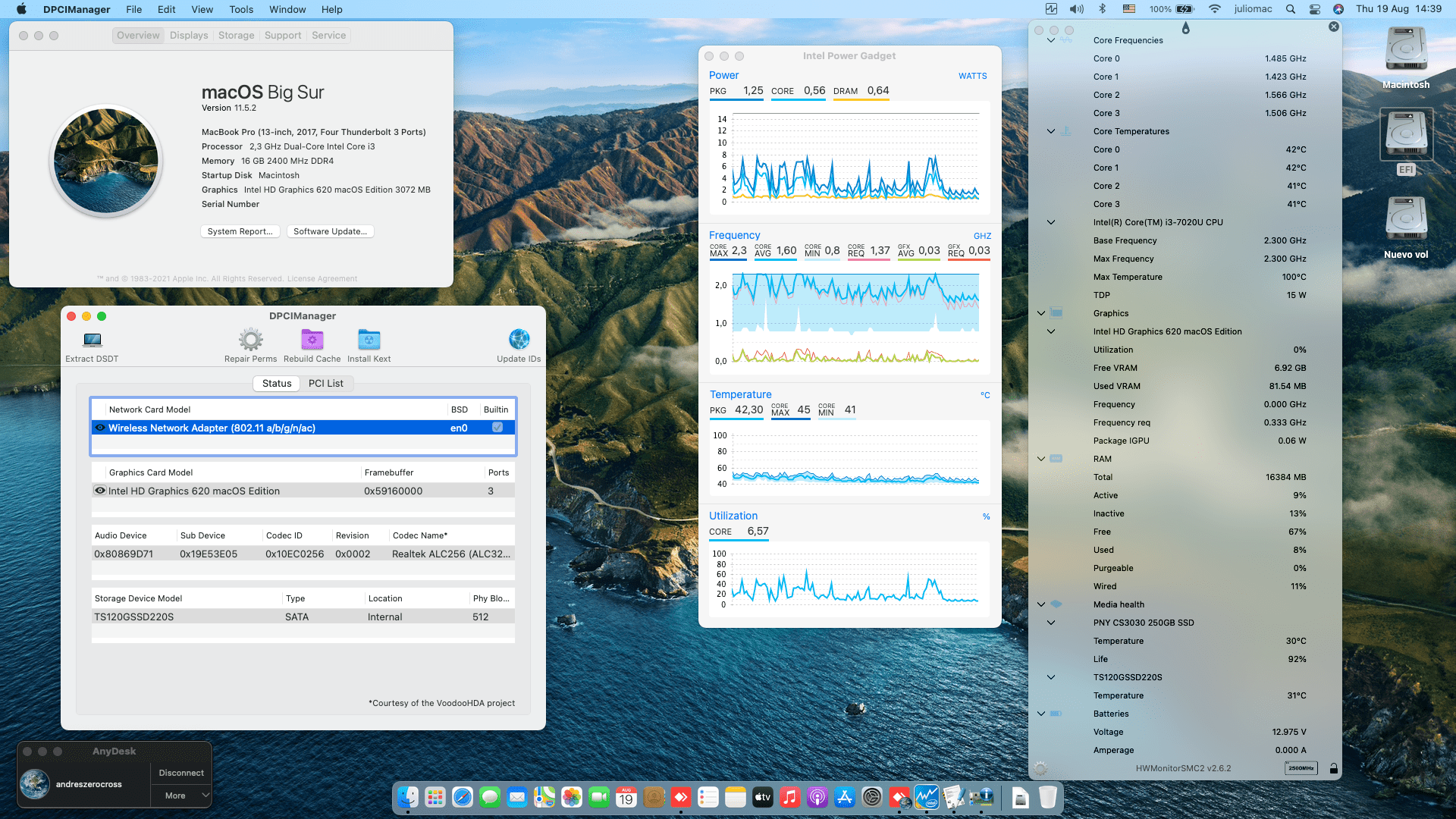 Success Hackintosh macOS Big Sur 11.5.2 Build 20G95 in Huawei Matebook D 2018 MRC-W70